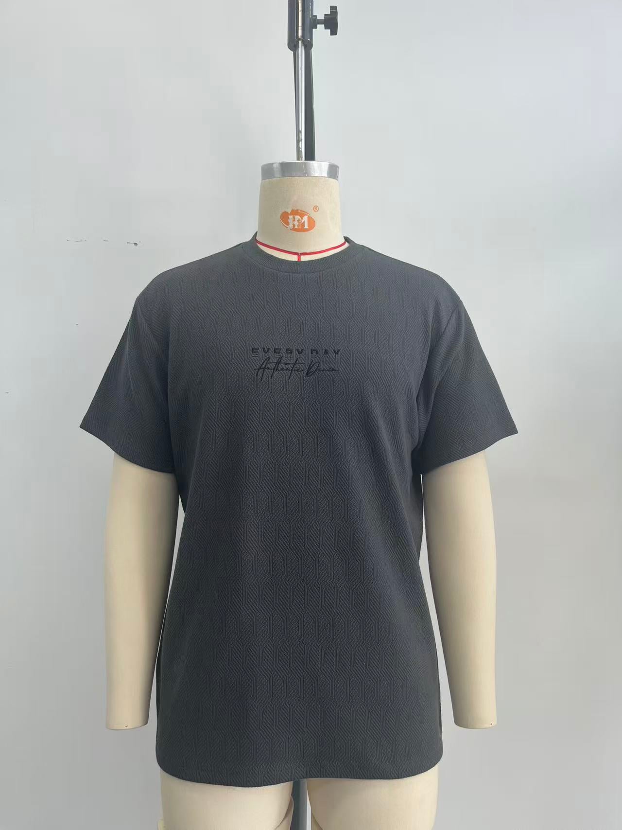 Dark gray jacquard fabric T-shirt