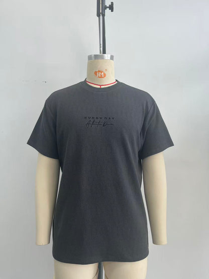 Dark gray jacquard fabric T-shirt