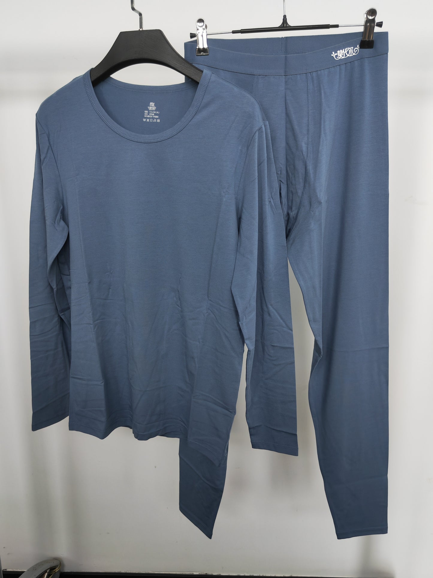 Men's blue long-sleeved modal pajama set