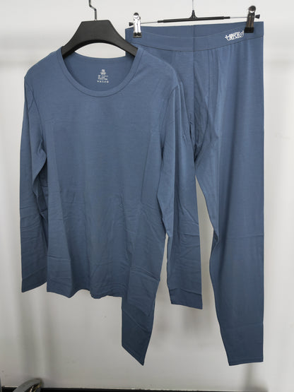 Men's blue long-sleeved modal pajama set
