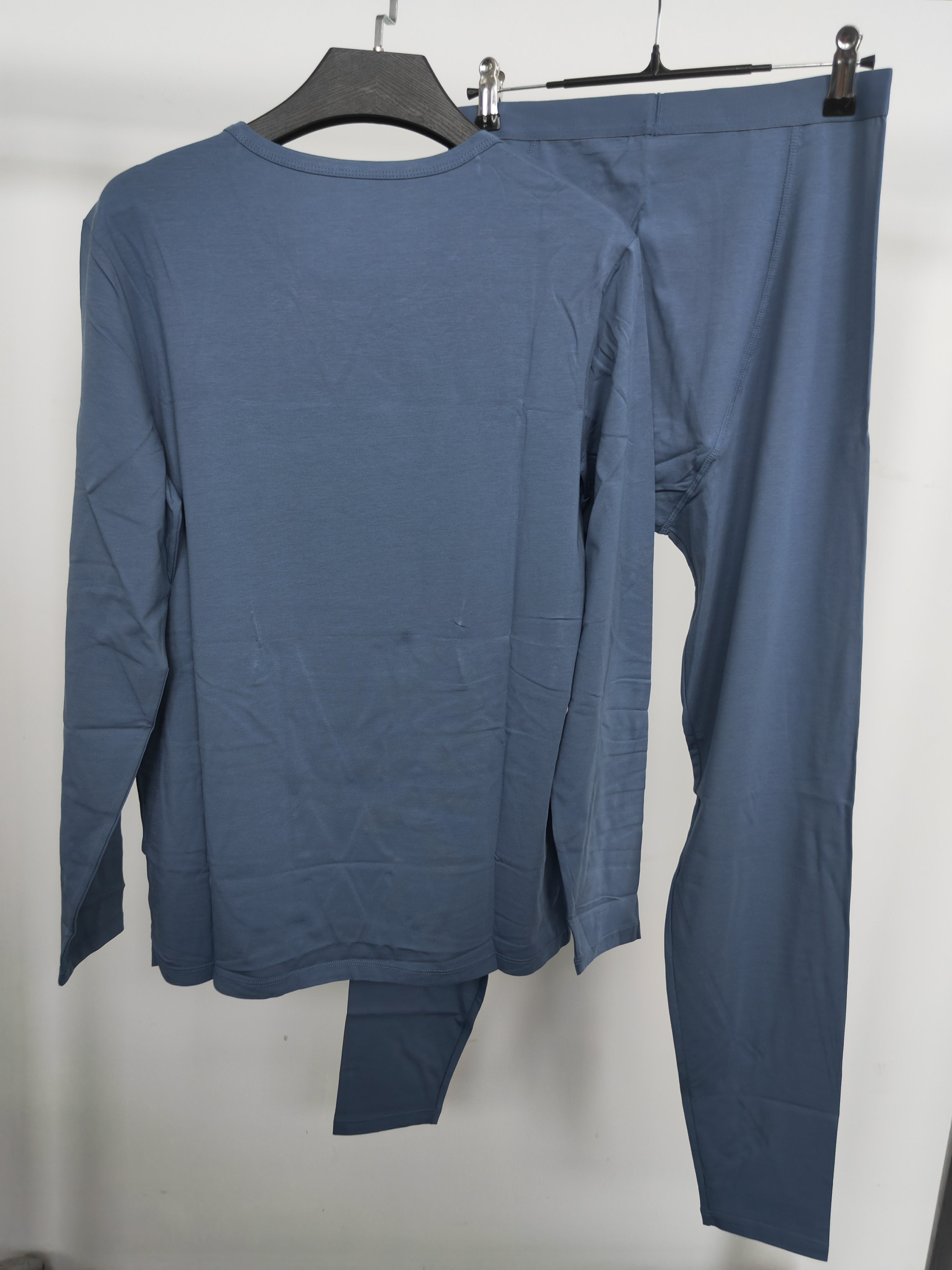 Men's blue long-sleeved modal pajama set
