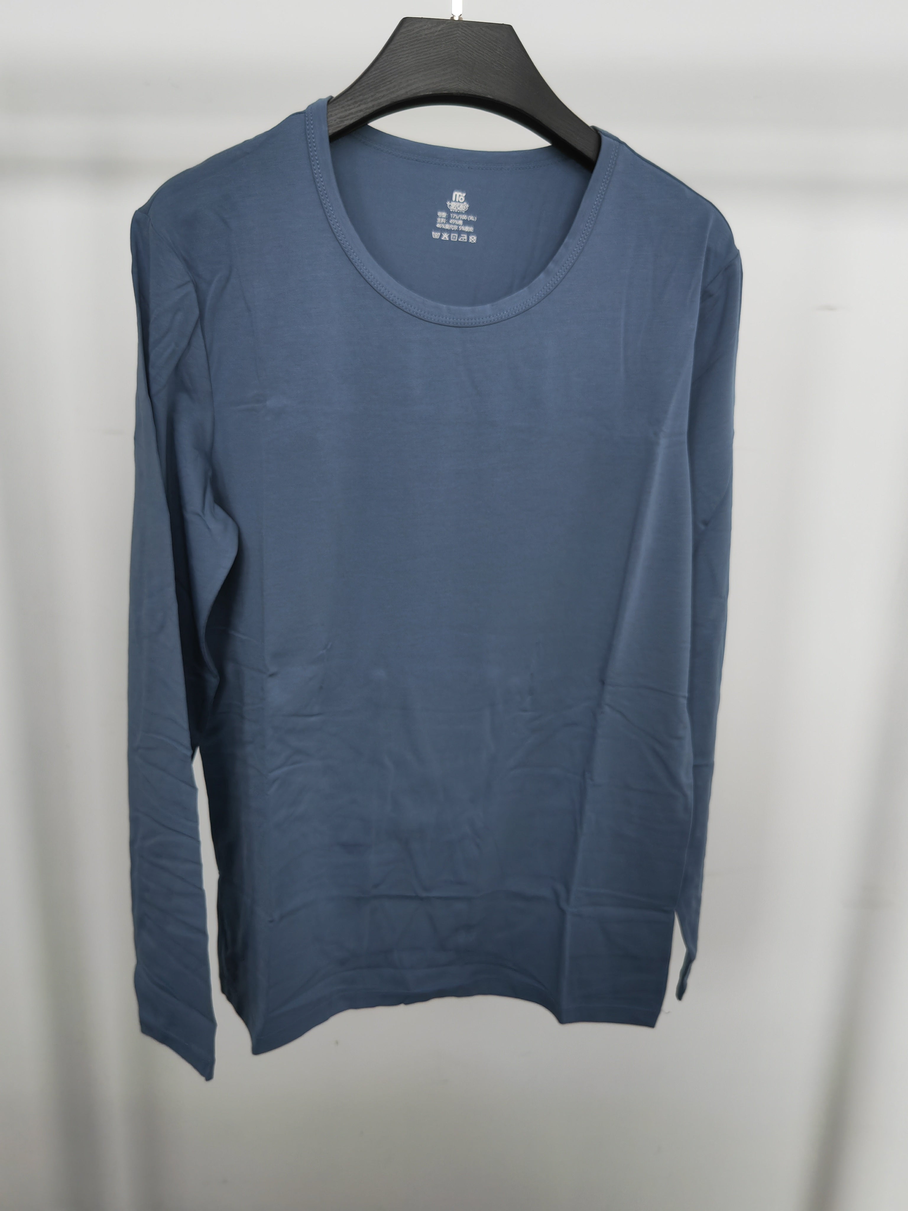 Men's blue long-sleeved modal pajama set