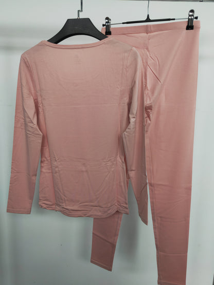 Lady's pink long-sleeved modal pajama set