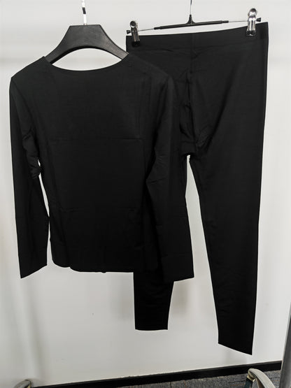 Lady's black long-sleeved modal pajama set