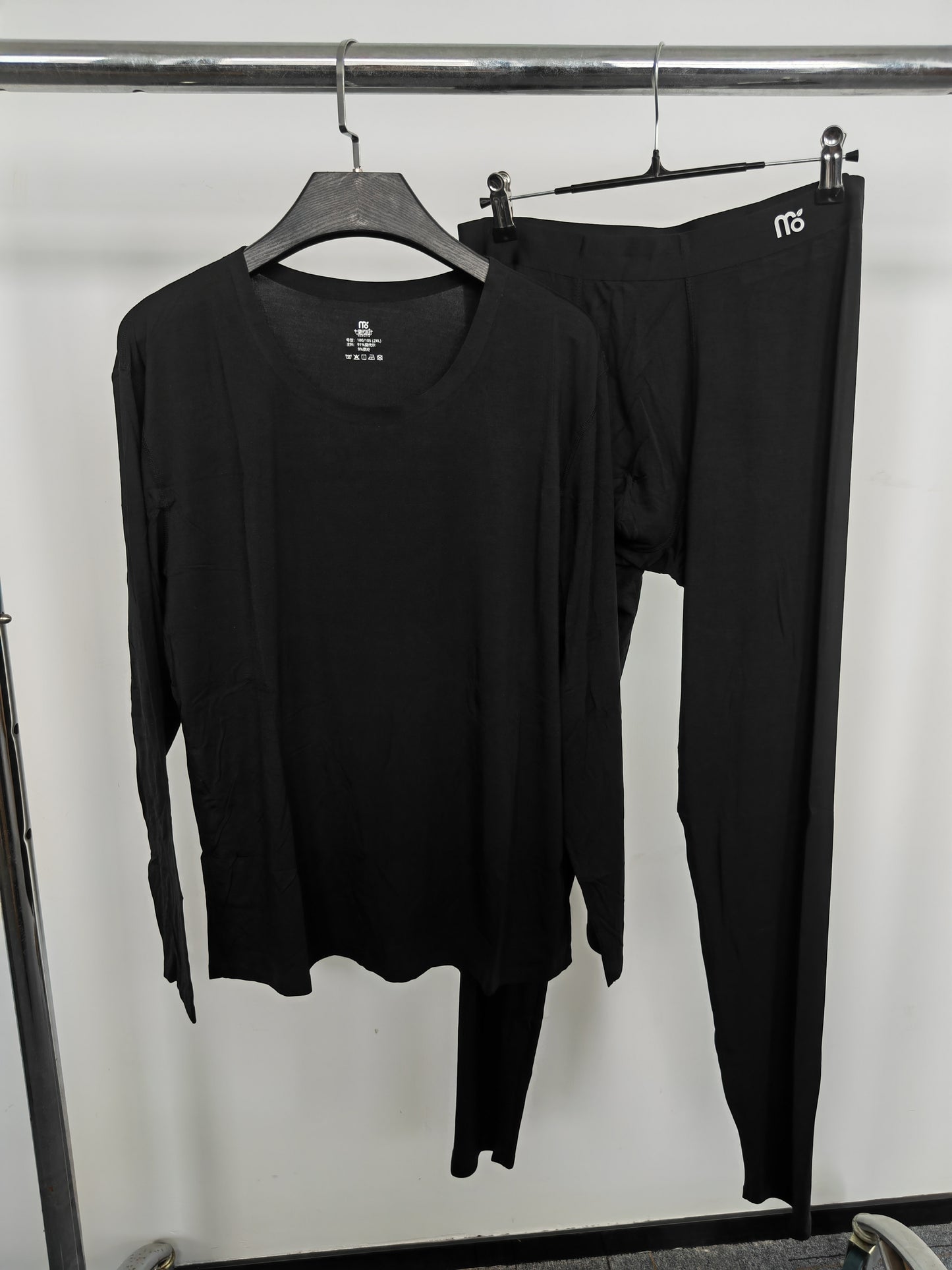 Men's black long-sleeved modal pajama set