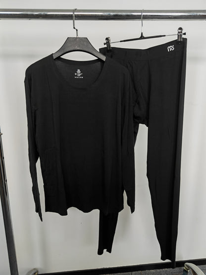 Men's black long-sleeved modal pajama set