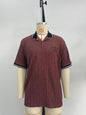 Men's dark red POLO short-sleeved shirt with jacquard fabric