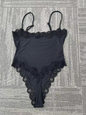 Black one-piece lace swimsuit