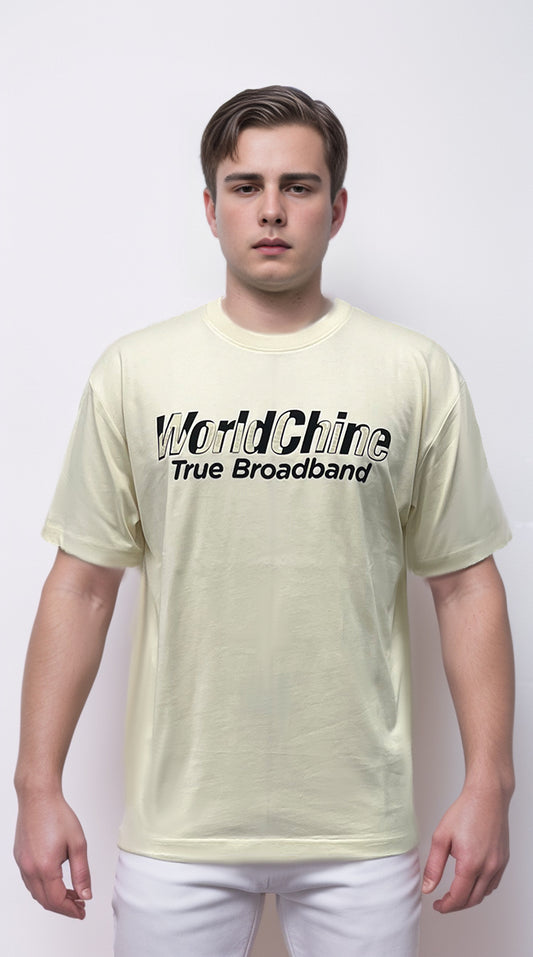 Men's Short Sleeve T-shirt with double-layered letter print