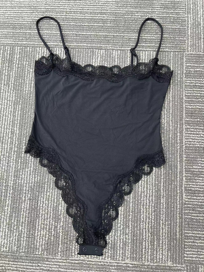 Black one-piece lace swimsuit