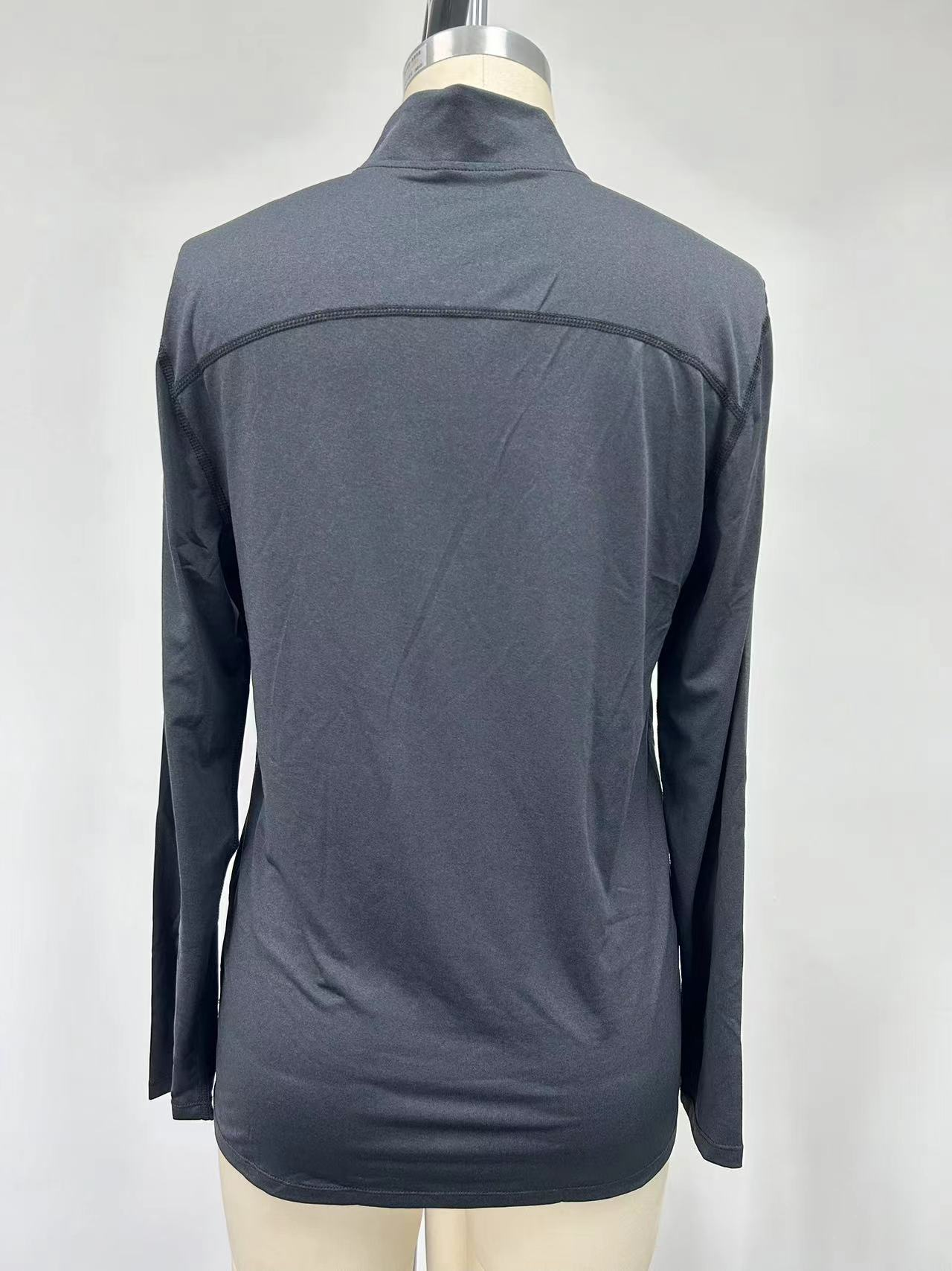 High-neck half-zip sports long sleeve