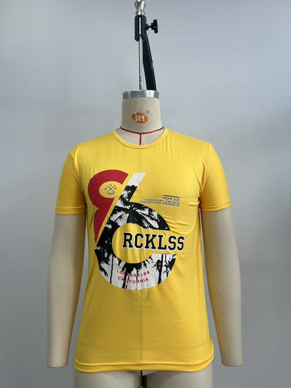 Heat transfer print on yellow tshirt