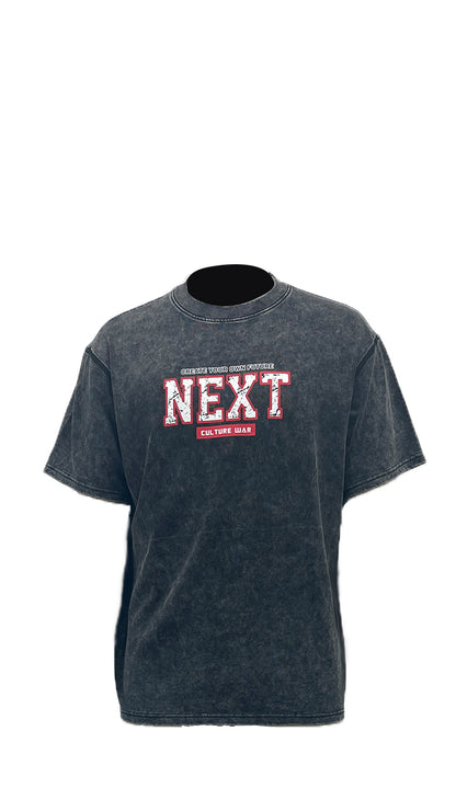Men's black washed t-shirt a bold letter print and embroidered design