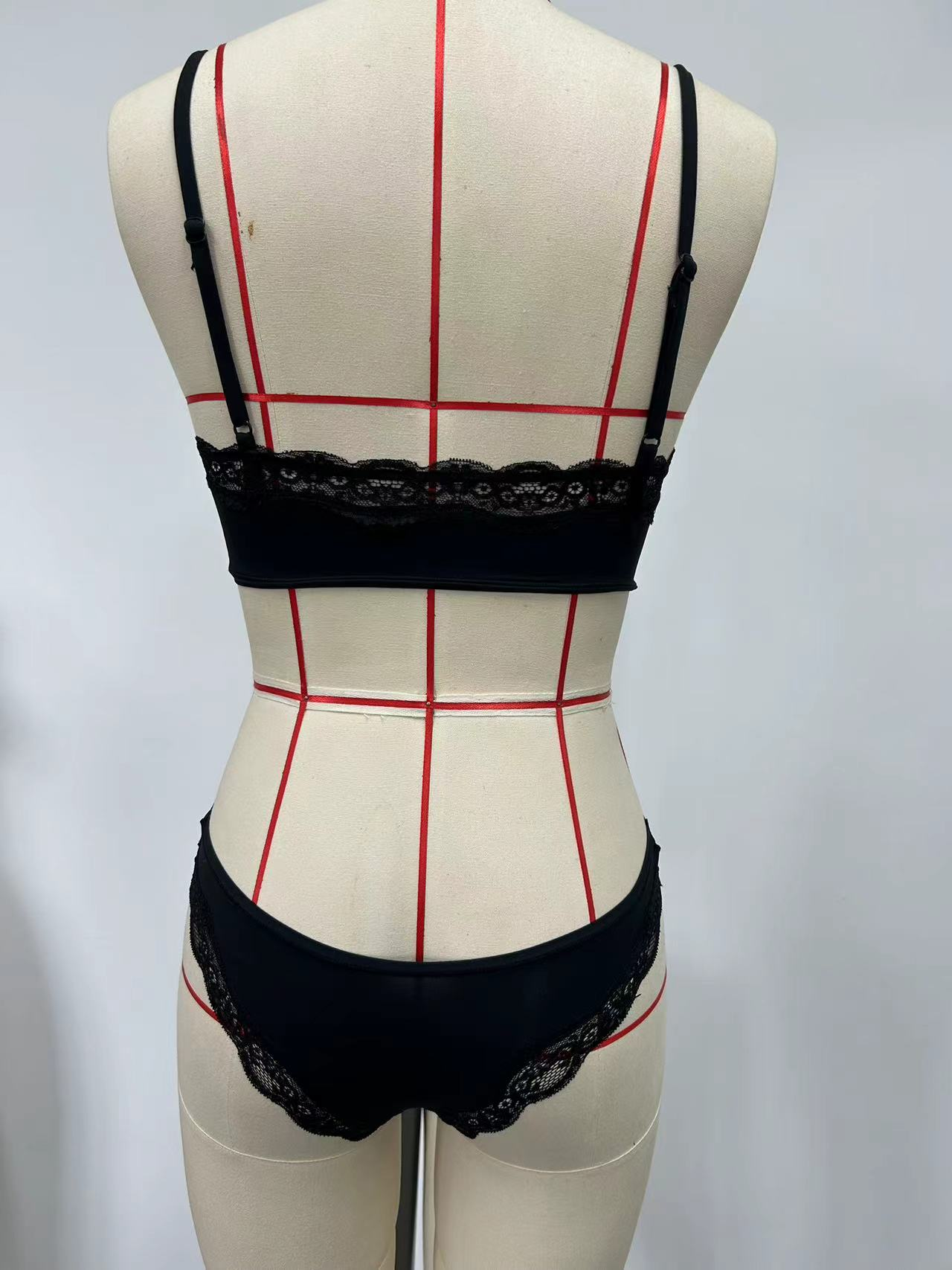 black lace two-piece swimsuit
