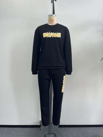 Men's sweatshirt and long pants set with puff print