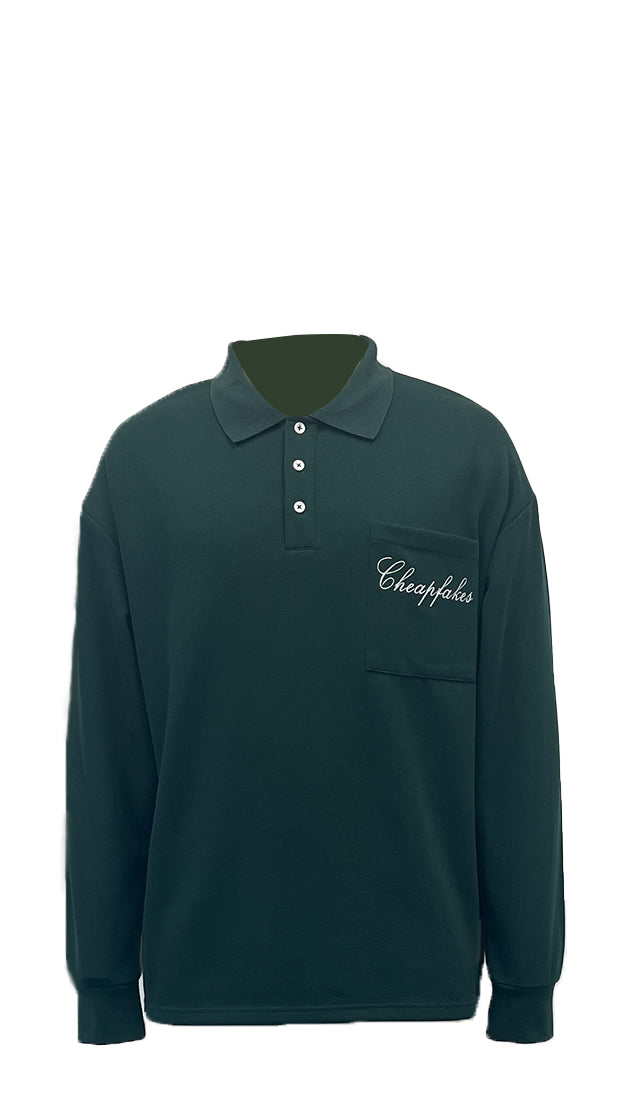 Men long-sleeved polo shirt embroidered patches