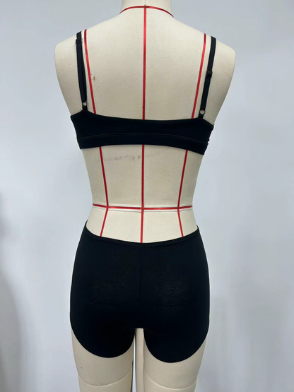 Black two-piece swimsuit