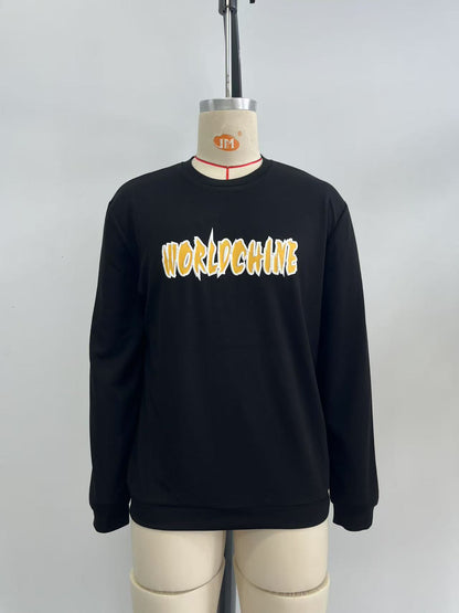 Men's sweatshirt and long pants set with puff print