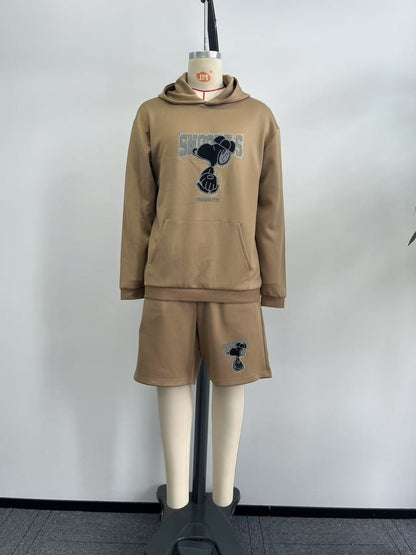 Men's sweatshirt and pants set with sequin, fleece and silicone combined printed design