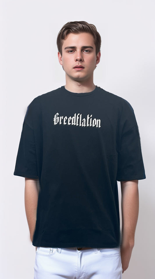 Black metal-printed T-shirt for men