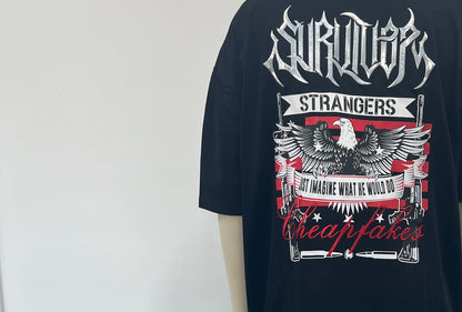 Black metal-printed T-shirt for men