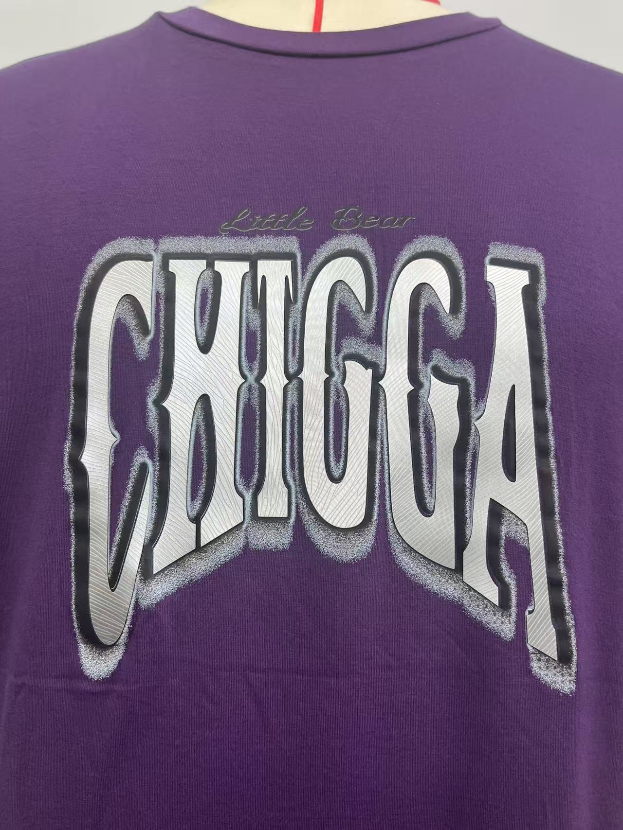 Purple man T-shirt  metallic effect print