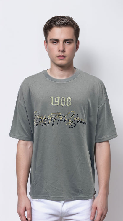Laser-engraved T-shirt, with thick printing and embroidery
