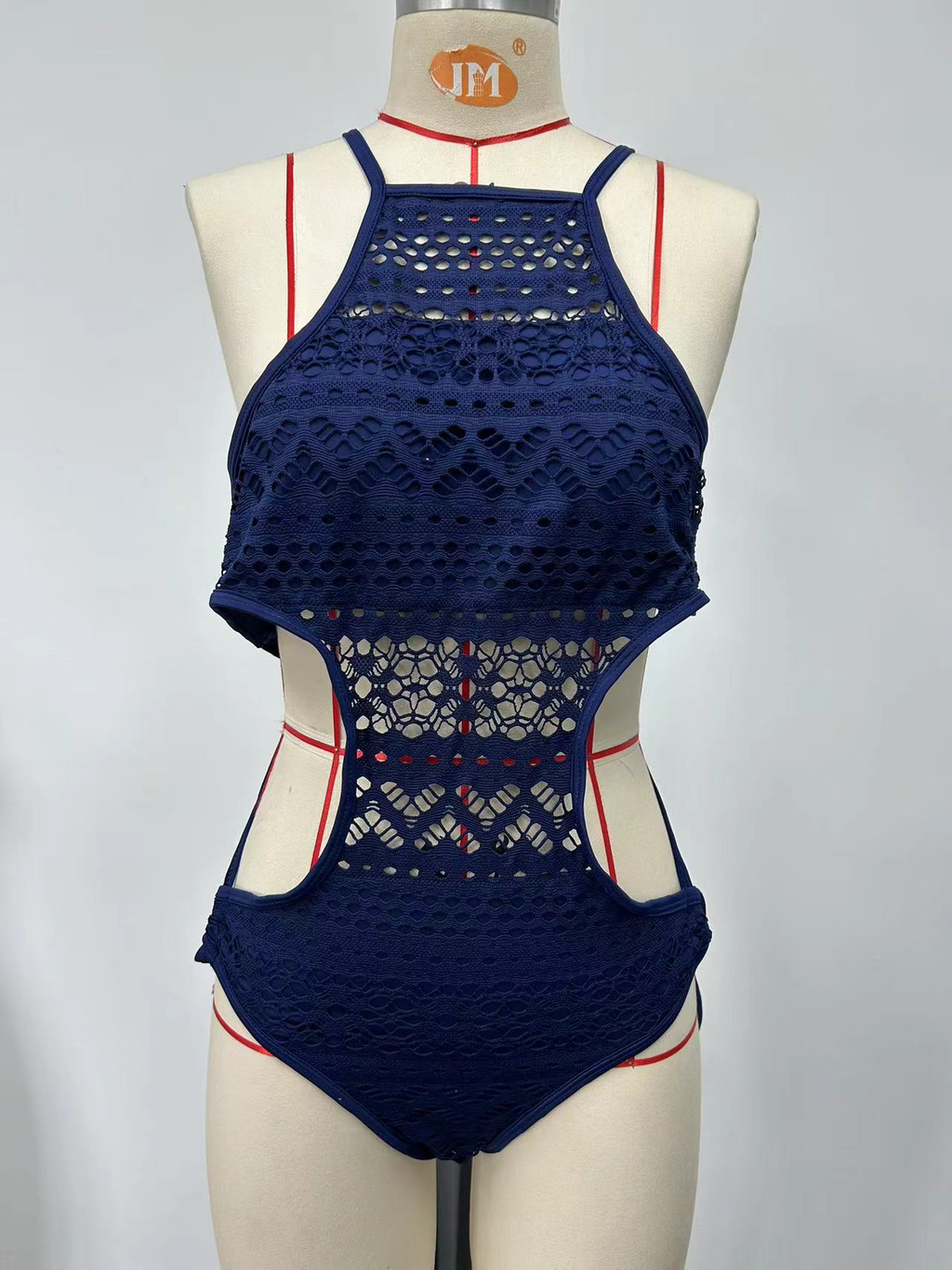 Navy blue one-piece swimsuit