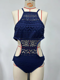 Navy blue one-piece swimsuit
