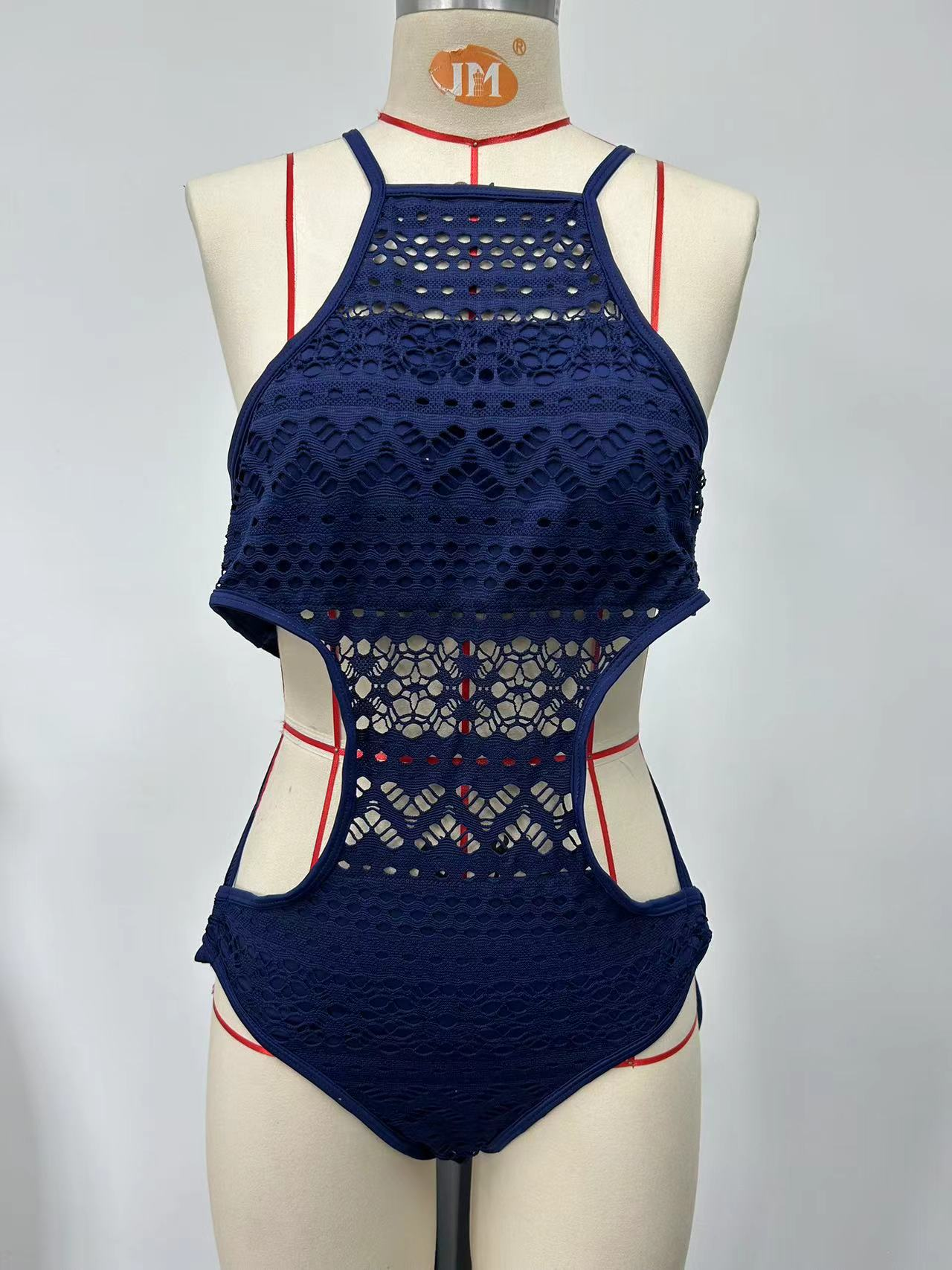 Navy blue one-piece swimsuit