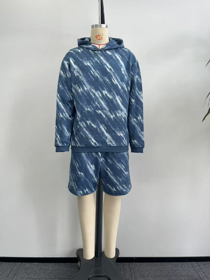Men's pullover and shorts set with jacquard gradient color fabric