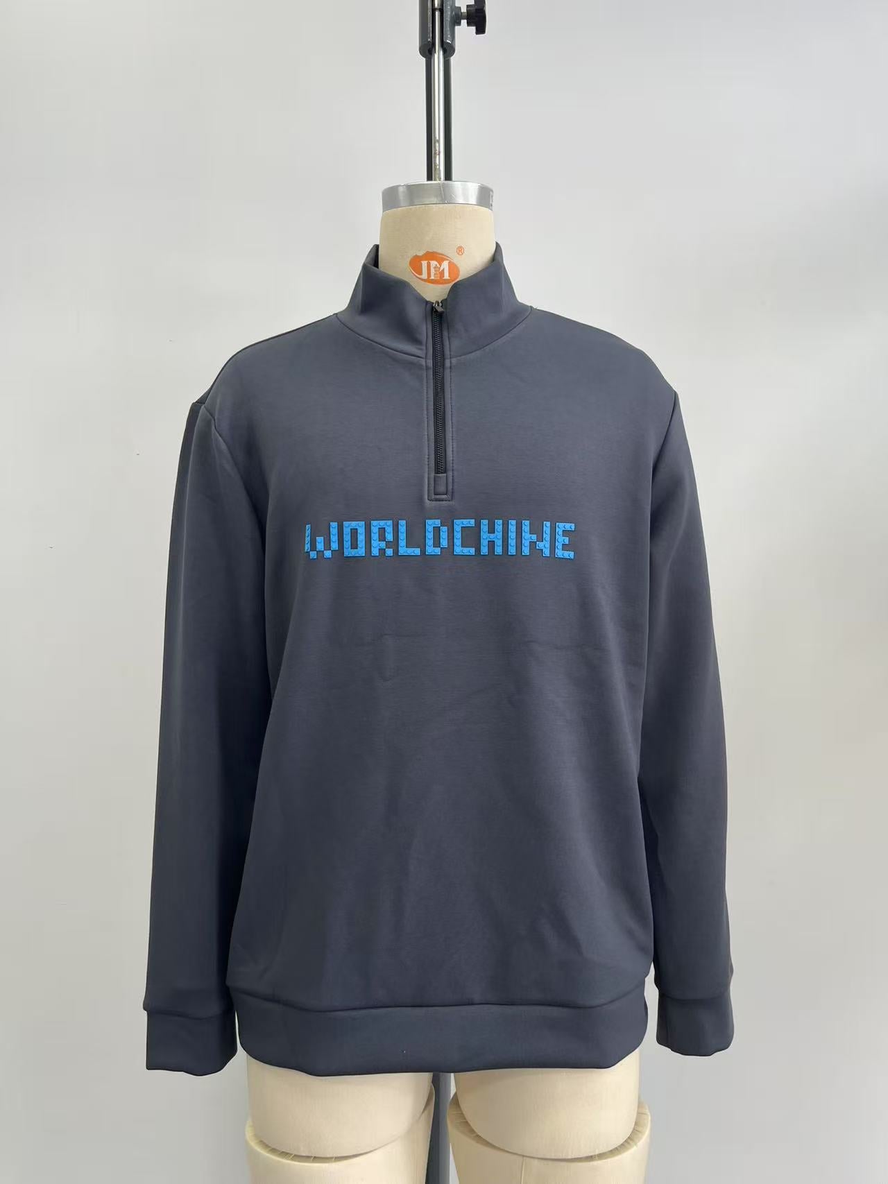 Men's letter-print 4/1 zipper sweatshirt and pants set