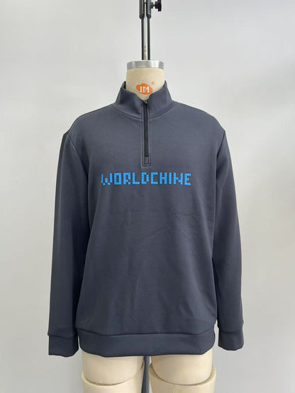 Men's letter-print 4/1 zipper sweatshirt and pants set