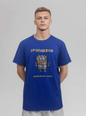 Blue T-shirt with mosaic cartoon pattern print