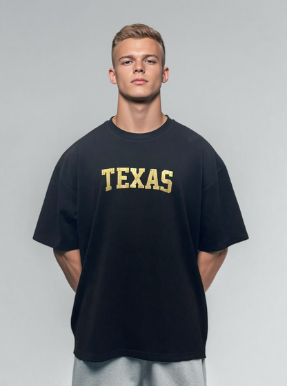 Black T-shirt with metallic letter print