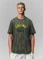 Burnt fabric T-shirt Lego checkered letter print