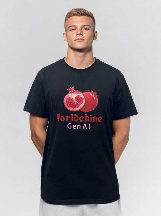 Black T-shirt with pomegranate pattern and silicone print