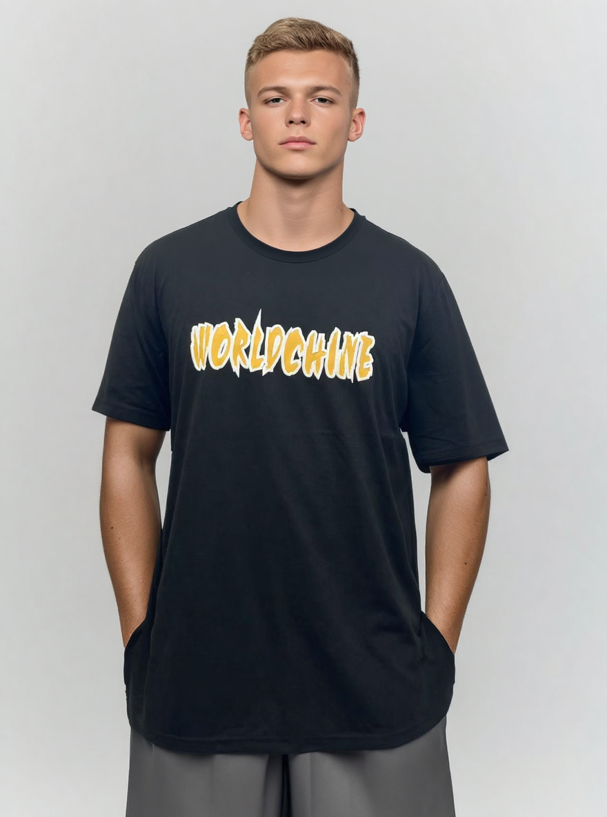 Black tshirt with puff print