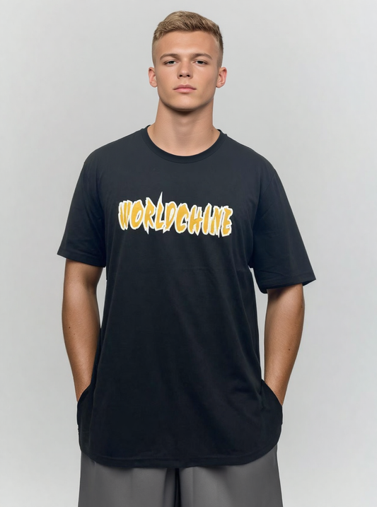 Black tshirt with puff print