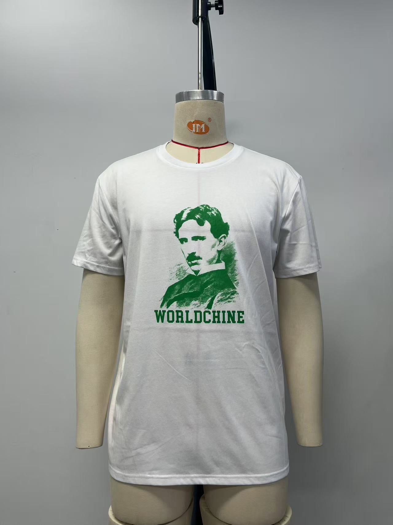 Monochrome portrait of Nikola Tesla printed tshirt