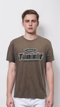 Men's brown floral patterned T-shirt
