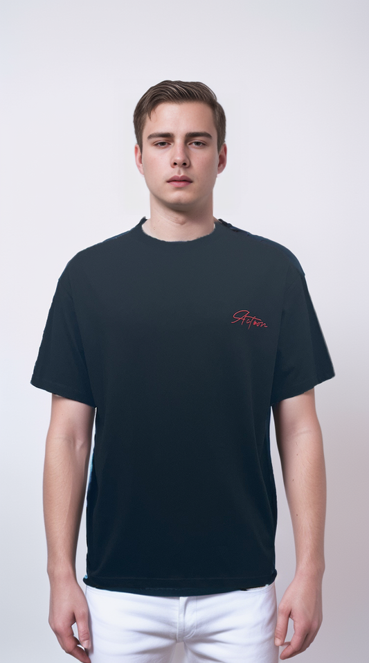 Men's t-shirt features a unique and stylish puff print