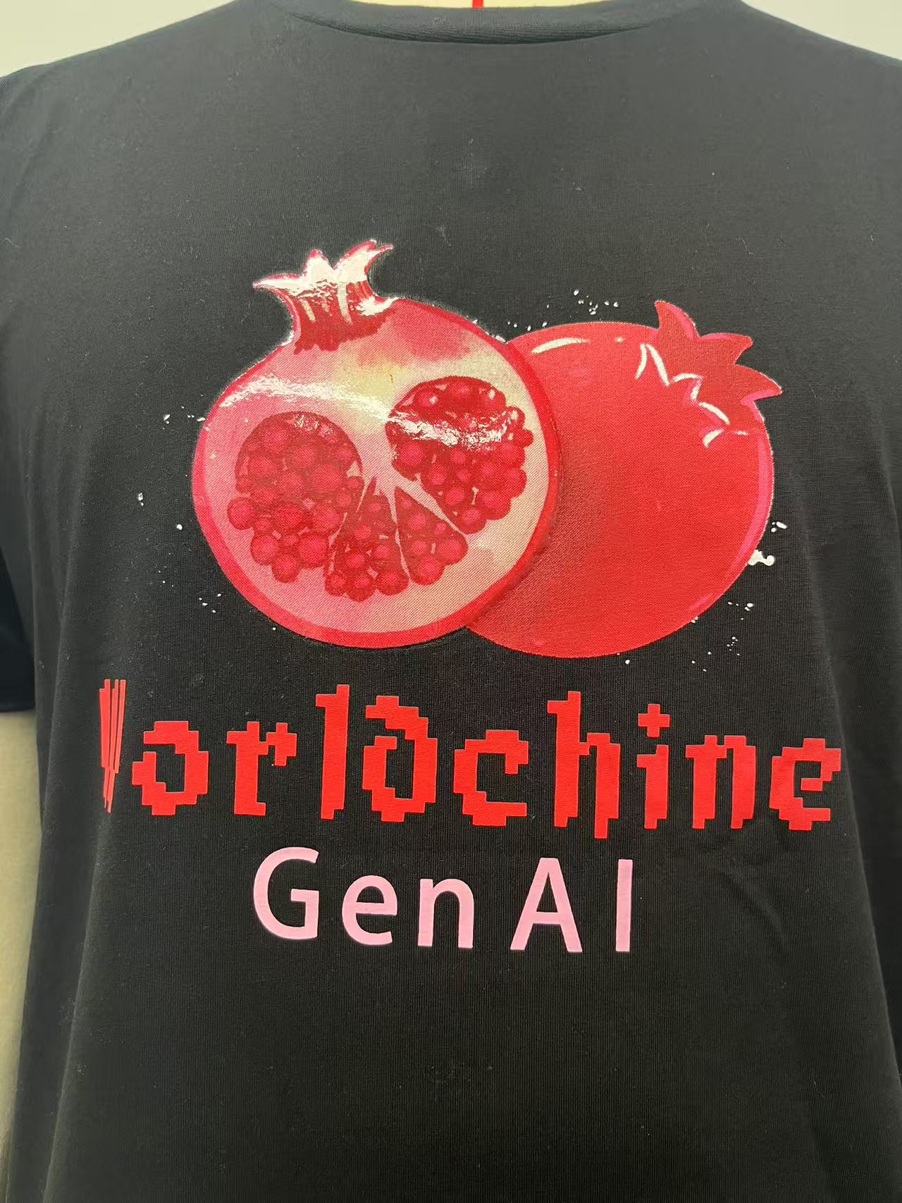 Black T-shirt with pomegranate pattern and silicone print