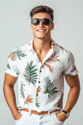 Hawaiian-style short-sleeved men shirt