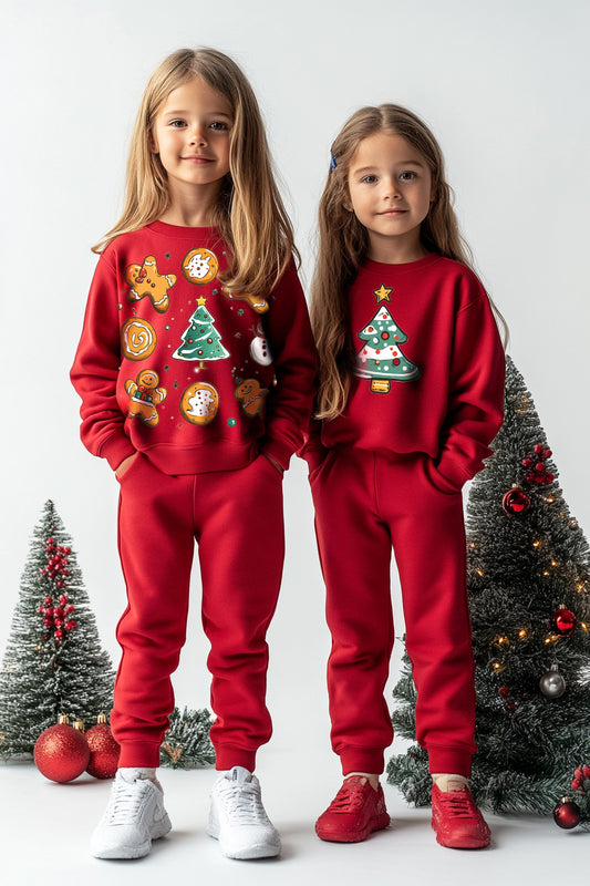 Red Christmas sweater set for children