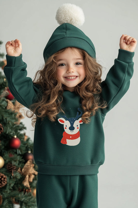 Christmas green sweatshirt set for children