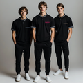 Men's printed black POLO shirt