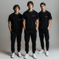 Men's printed black POLO shirt
