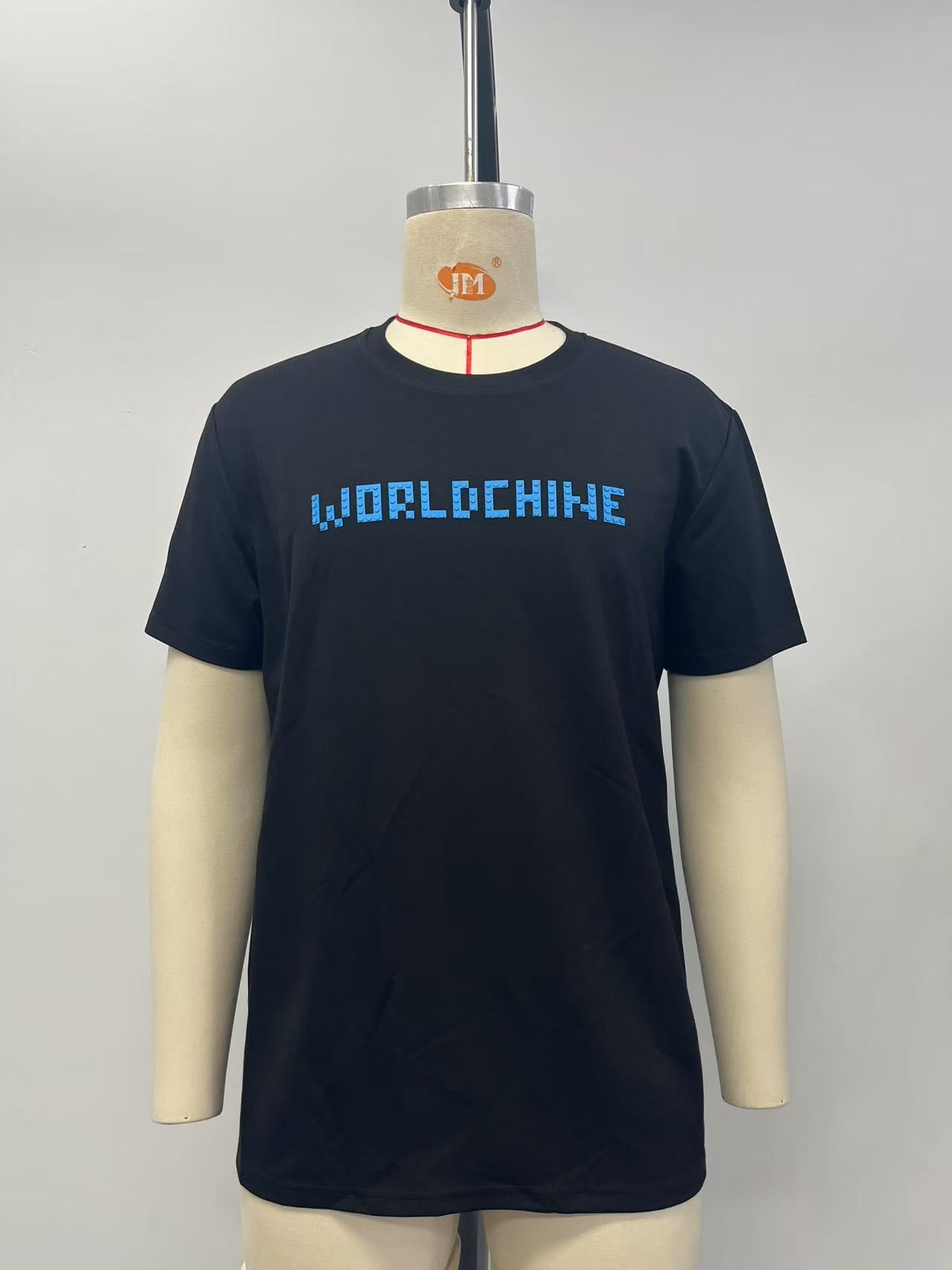 Black tshirt building block print design