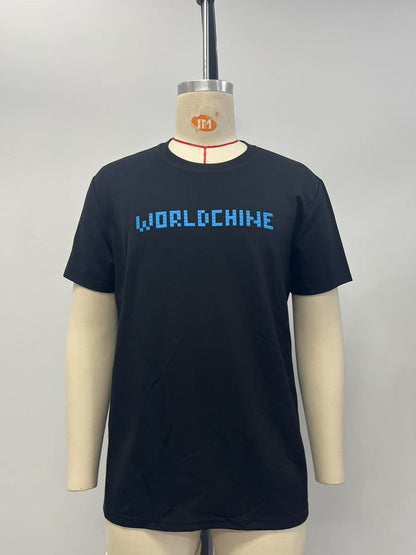 Black tshirt building block print design